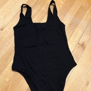 Black Ribbed Bodysuit